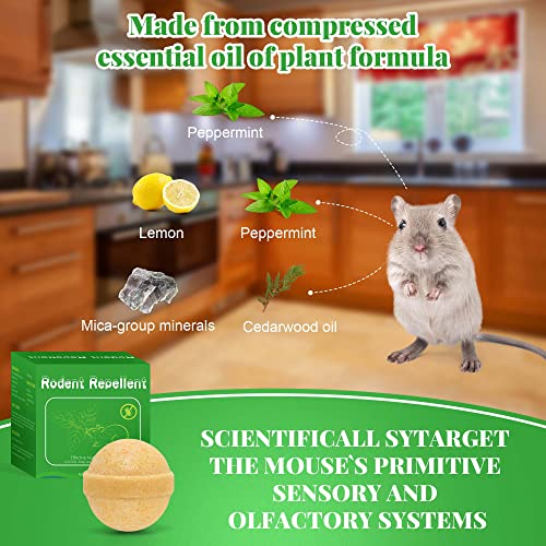 Natural Rodent Repellent, 12 Pack Mouse Repellent Ball To Repel Mice And Rats, Mole Repeller For Car Campers Home Kitchen Garden Outdoors Indoor Garage, Pet Safe #TOP1