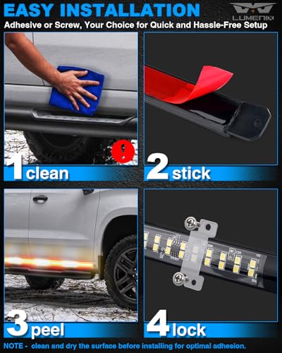 LUMENIX 2PCS 70 Inch Emergency Strobe Lights Strip LED Running Board Flexible Lights Bar Flashing Warning Hazard Safety Side Light for Law Enforcement Vehicles Trucks Pickups Volunteer- White Blue - Thumbnail 5