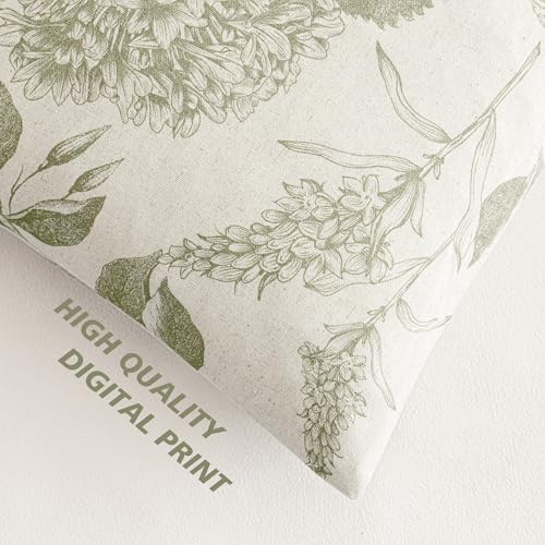 Image of Foindtower Set of 2 Linen Floral Throw Pillow Covers Vintage Accent Print Decorative Cozy Cushion Covers Farmhouse Boho Home Decor for Sofa Chair Couch Bedroom Living Room,18x18 Inch,Light Green