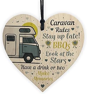 RED OCEAN Caravan Rules Novelty Hanging Plaque Home Decor Garden Sign Retirement Friendship Gift