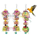 RPHONGHONG 3 PCS Bird Toys, Budgie Toys Hanging Bird Shredding Toys Include Natural Corn Cob Bells Cockatiel Toys for Parakeets Cockatiels Small and Medium Sized Parrot RPHONGHONG 3 PCS Bird Toys, Budgie Toys Hanging Bird Shredding Toys Include Natural Corn Cob Bells Cockatiel Toys for Parakeets Cockatiels Small and Medium Sized Parrot