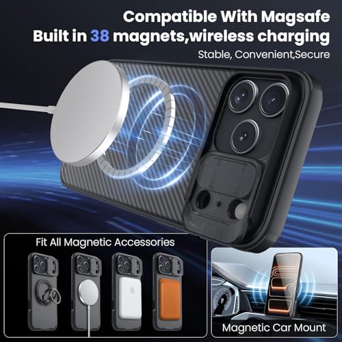 Image of PRITO Nilkin Magnetic Case for iPhone 17 Pro, Compatible MagSafe, Case with Camera Cover, Magnetic 17Pro Case Ultra-Thin Design, Shock Protection (Transparent Black, 17 Pro)