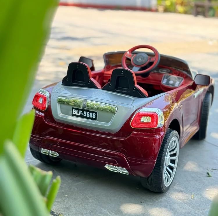 Image of Kawaii Kids AMR GT Battery Operated Sports Car for Kids with Music & Light for 1 to 5 Years Kids | Manual Plus Remote Control | 12V Battery (Rolls Royce, Cherry Red)