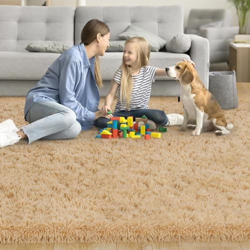 Image of Carpet for Living Room 5X7 FEET Modern Soft Shaggy Carpet Thick, Fluffy & 2 inch Pile Shag Rug for Your Kids Room, Bedroom & Livingroom (Beige)