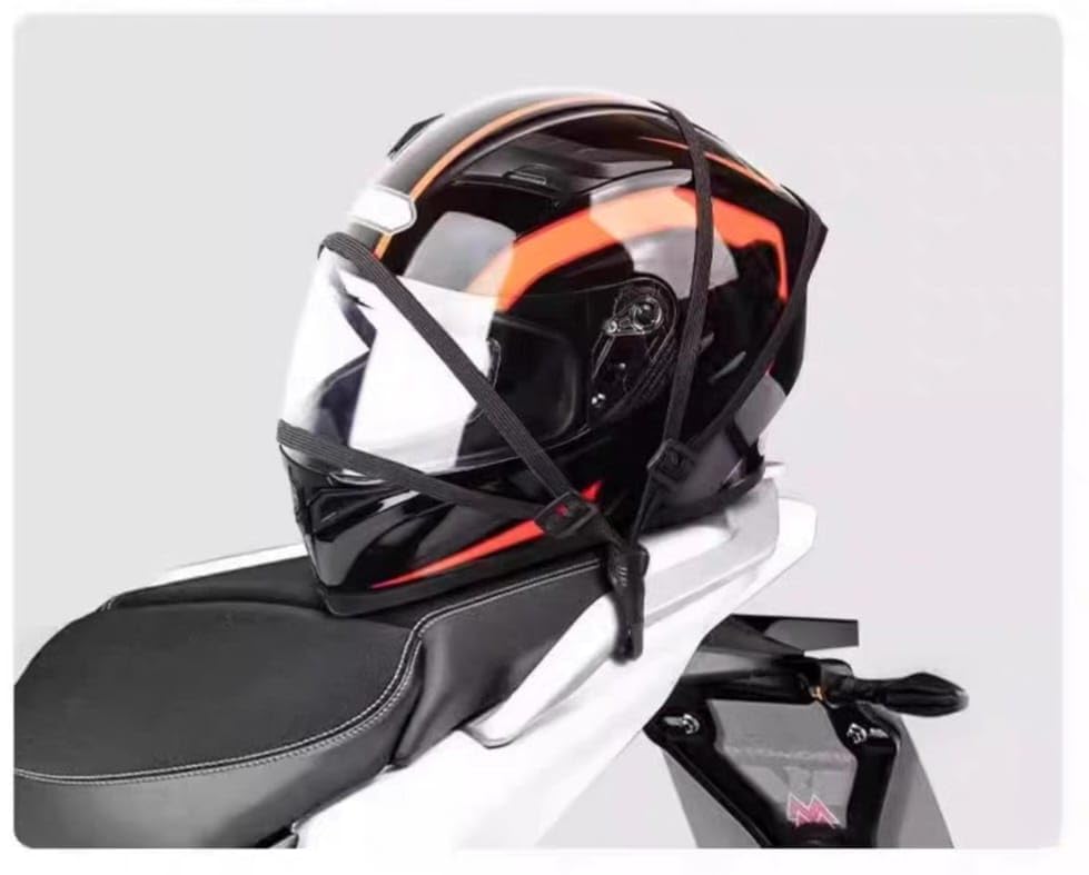 Image of Universal Fix Helmet Rope | Pack of 1 | Elastic Luggage Net for Motorcycle, Bike, Scooter | Strong Cargo Straps for Helmet & Luggage Storage (Standard)