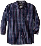 Wrangler Men's Big-Tall George Strait One Pocket Long Sleeve Grey Black Woven Shirt