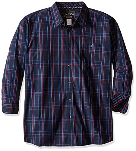Wrangler Men's Big-Tall George Strait One Pocket Long Sleeve Grey Black Woven Shirt