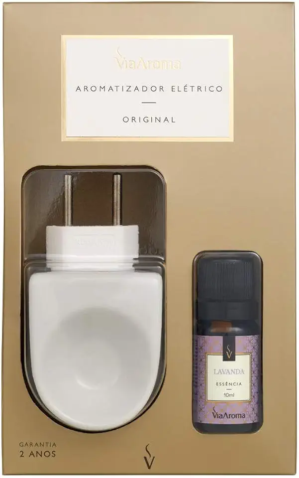 Aromatizador de Ambiente Via Aroma Difusor Elétrico + 1 Essência (Lavanda)