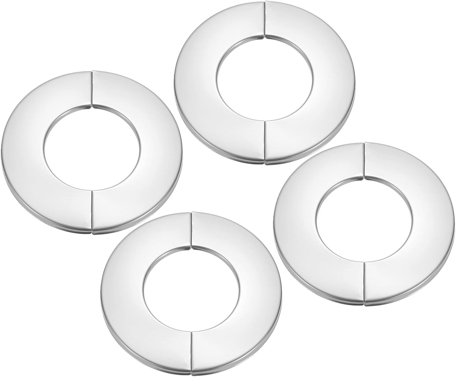 4Pcs Wall Split Flan 1.4", Round Self-Adhesive Escutcheon Plate, Silver