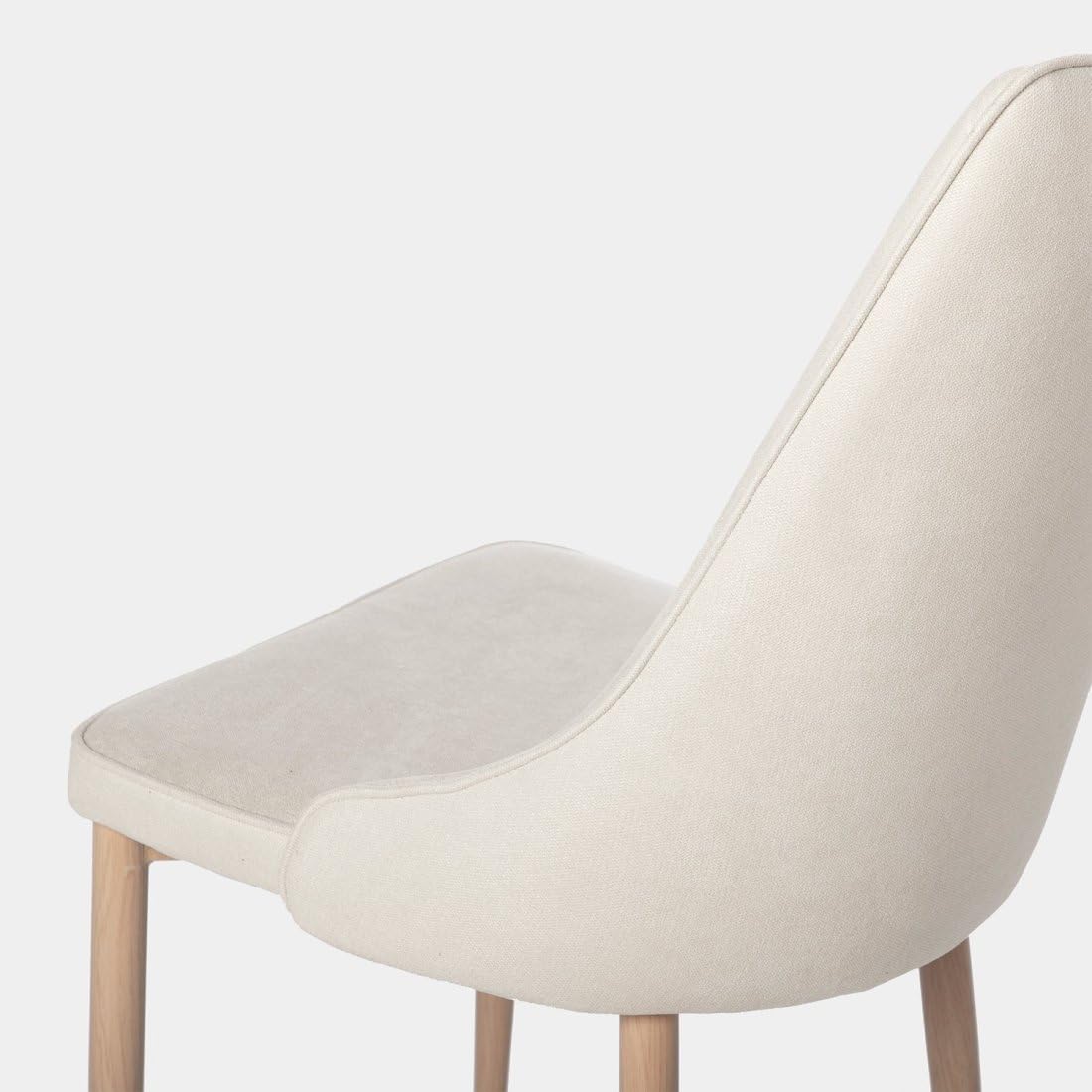 KLAST Silla de Comedor tapizada Beige con Pata Natural
