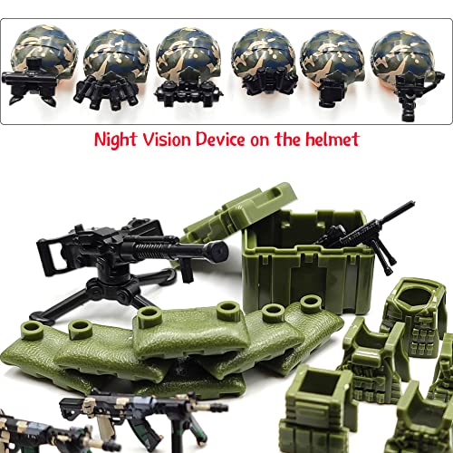 Weapon Pack Military Accessories Kits Toys Include Nvd Helmet Body Armor E.o.d Suit Camouflage Gun For Army Equipment Gear Sets Pieces And Parts Accessories Compatible With Mini Figure Of Major Brand #TOP2