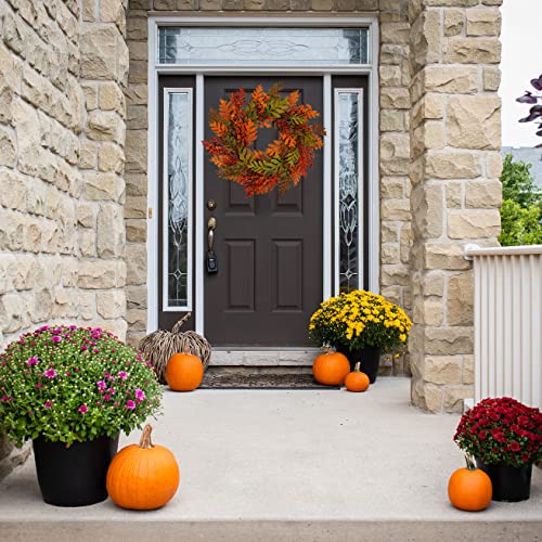 Korsmv 20" Fall Wreath,Fall Door Wreath Different Fall Colors Oak Leaves Mixed Fall Colors Berries And Curly Twigs.fall Wreath For Front Door Outdoor In Door Garden Home Decor #TOP3