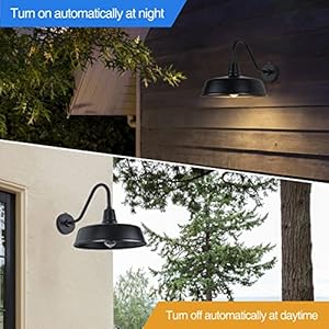Barn Lights Outdoor Gooseneck 15 Black Dusk to Dawn Exterior Barn Lights for House Farmhouse Wall Lighting Fixtures with Photocell for Porch Garage 15 Diameter 1pc