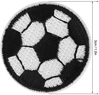 Zerodis 100Pcs Black and White Soccer Ball Embroidery Patches, Round, Iron-On, Approx. 3cm / 1.2in, Sport, Embroidered Patches, Patch