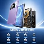 10000mAh Magnetic Wireless Power Bank, 5-in-1 Portable Charger with 2 Built-in Cables, 22.5W PD Fast Charging Magnetic Battery Pack for iPhone 17/16/15/14/13/12 and All Series ，Purple - Image 6
