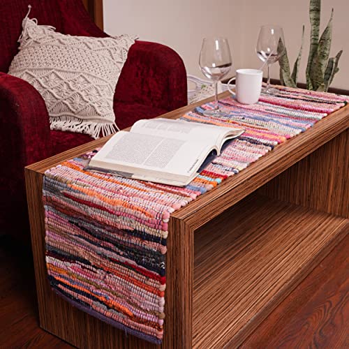 Homemonde Chindi Rag Table Runner 14X72 Inches Multicolor Vintage Fall Coffee Table Top Reversible Cotton Kitchen Accessories #TOP3