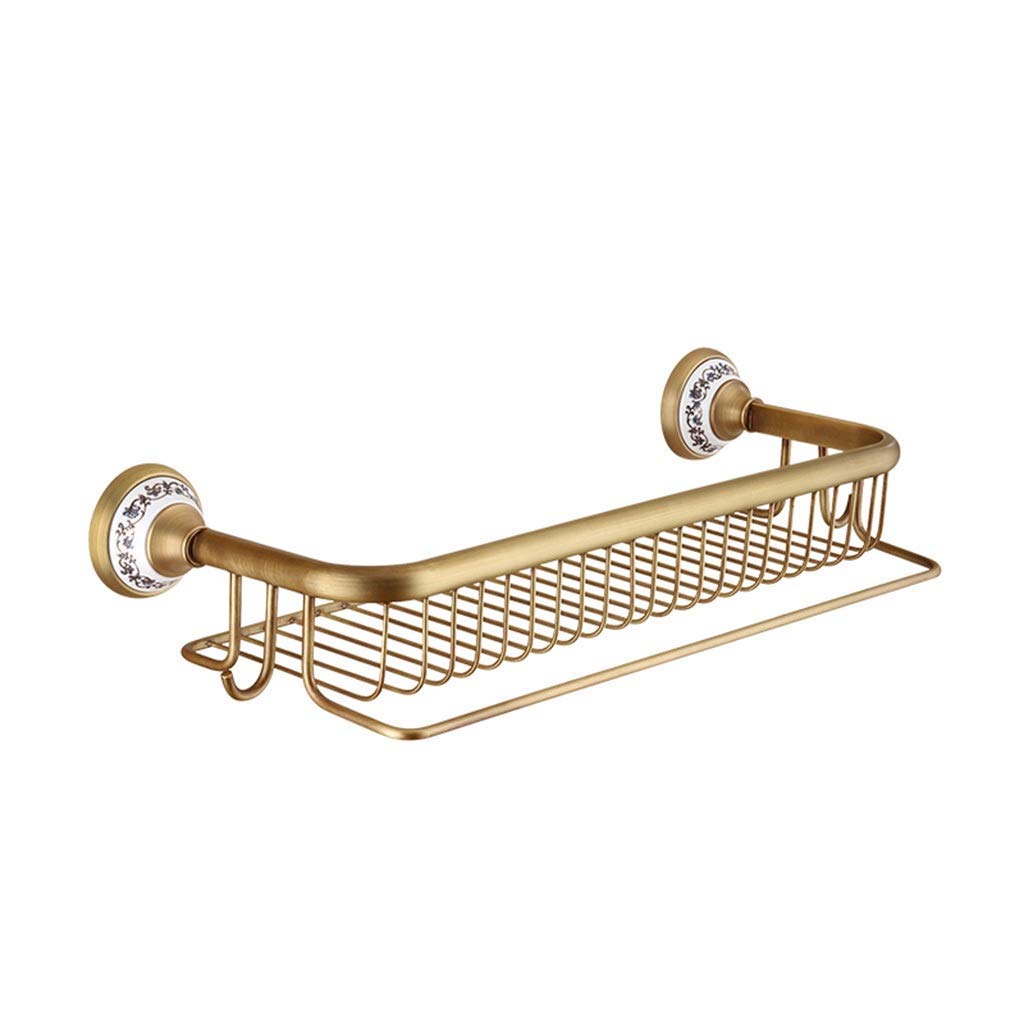 CGKs6anmU Towel Rails Copper Antique European Moner Shower Caddy Basket and Bathroom Shelf Cosmetics Shelf with Hook Bath