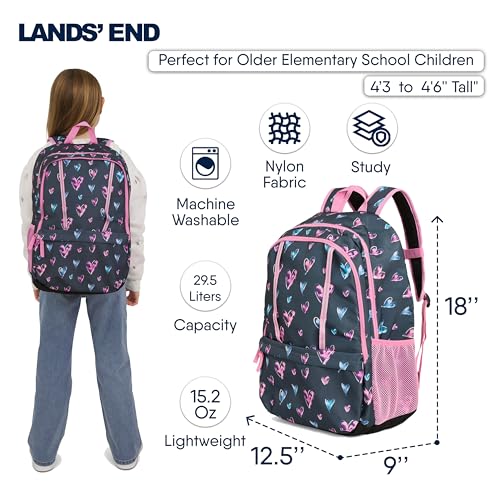 Image of Lands' End Unisex Kids Large ClassMate Lightweight Durable Elementary School Backpack, Hot Pink