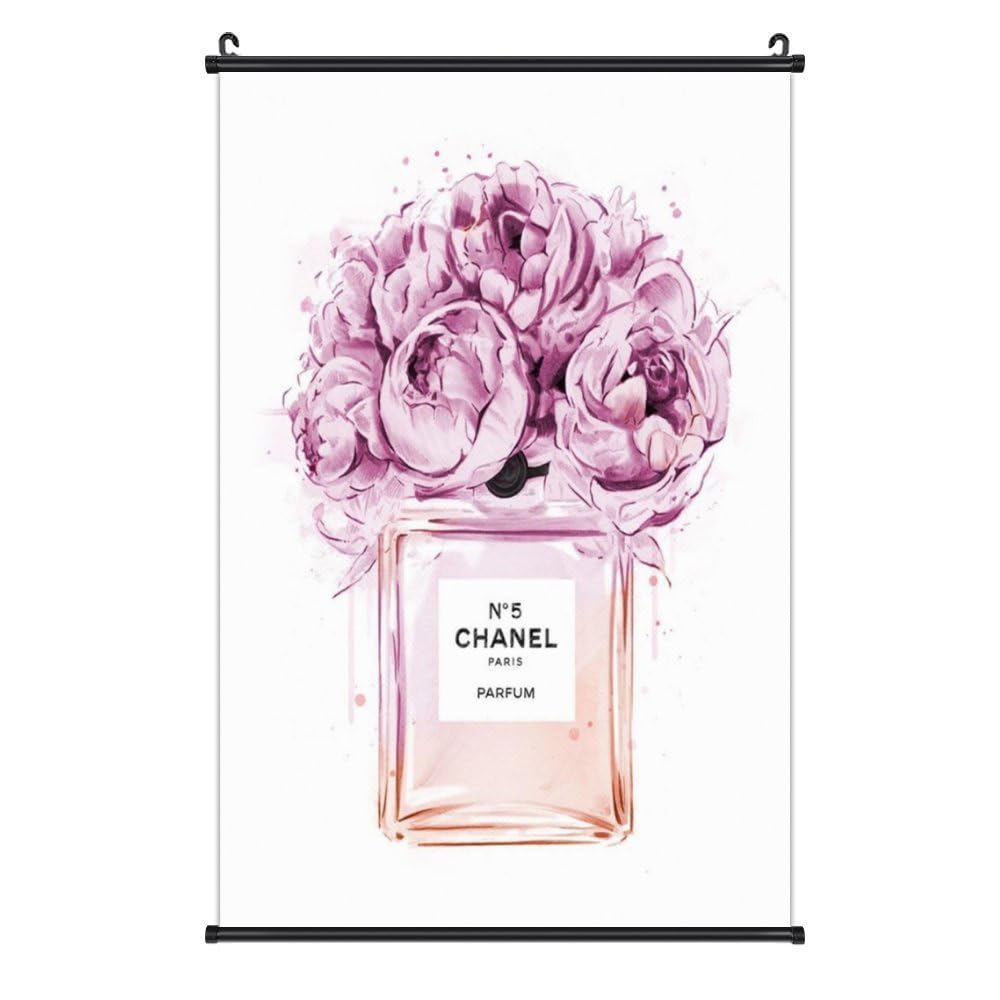 CHANEL N°5 香水 イラストアート　ポスター Amazon.co.jp: シャネルNo.5とピオニーの華やかなアートポスター