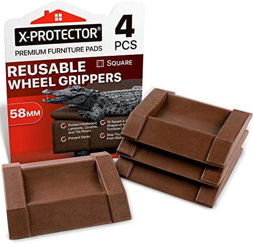 X-PROTECTOR Premium Furniture Cups 4 PCS. Rubber Caster Cups Furniture Coasters  Floor Protectors for All Floors & Wheels. Protect Your Floors & Stop Furniture with Ideal Bed Stoppers!