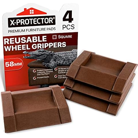 X-PROTECTOR Premium Furniture Cups 4 PCS. Rubber Caster Cups Furniture Coasters - Floor Protectors for All Floors & Wheels. Protect Your Floors & Stop Furniture with Ideal Bed Stoppers! Cover