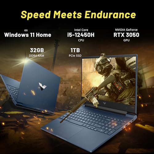 Image of HP Victus 15.6 inch FHD 144Hz Gaming Laptop, Intel i5-12450H, 32GB RAM, 1TB PCIe SSD, NVIDIA GeForce RTX 3050, Backlit Keyboard, FHD Camera, Wi-Fi 6, Windows 11, Blue, 256GB Docking Station Set