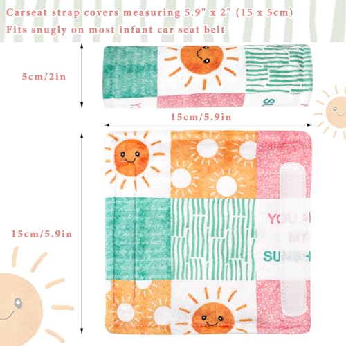 Image of SWESEN Car Seat Strap Cover for Babies, Soft Car Seat Belt Covers, Mink Car Seat Strap Shoulder Pads Girls, Plaid & Sun