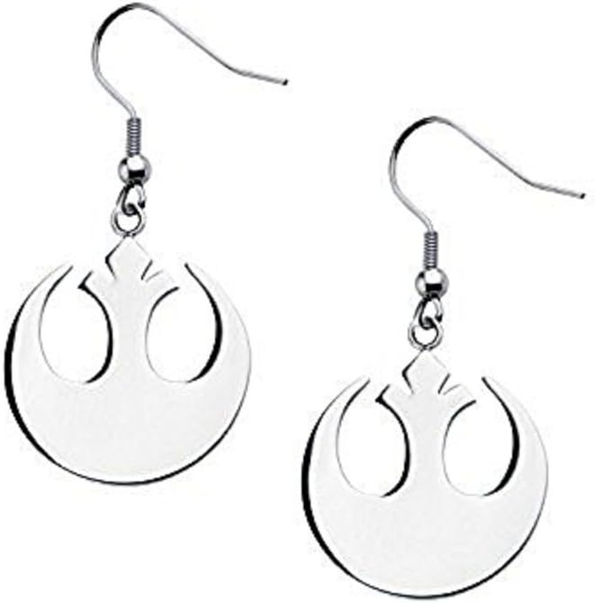 Stainless Steel Star Wars Rebel Alliance Symbol Hook Dangle Earrings
