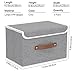 Yawinhe Collapsible Storage Bin, Cube Organizer Basket, Fabric Box with Lids, Washable and Leather Handle, for Home, Closet, Grey, 15.0''Lx9.8''Wx9.8''H, 3-Pack, USNK024GL-3