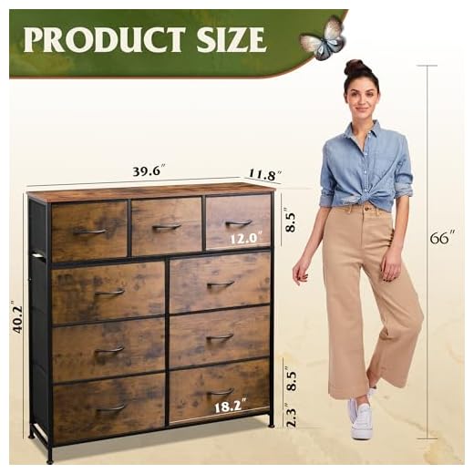 WLIVE 9-Drawer Fabric Storage Tower