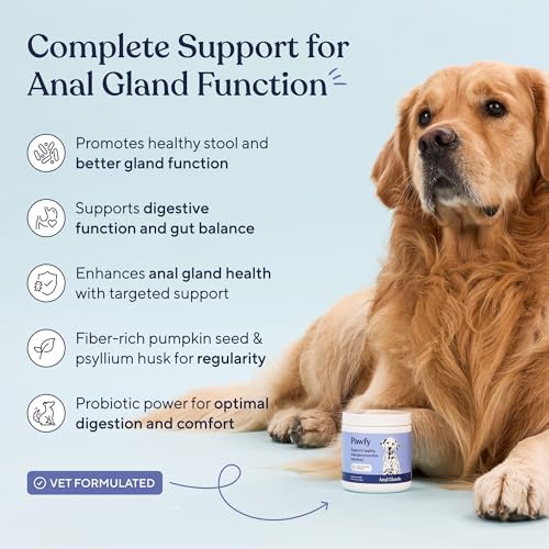Pawfy Anal Gland Chews for Dogs with Peanut Butter | Dog Probiotics – Helps with Constipation, Digestive Health, and Gas Relief | Promotes Healthy Poops & Comfort - 30 Dog Supplements