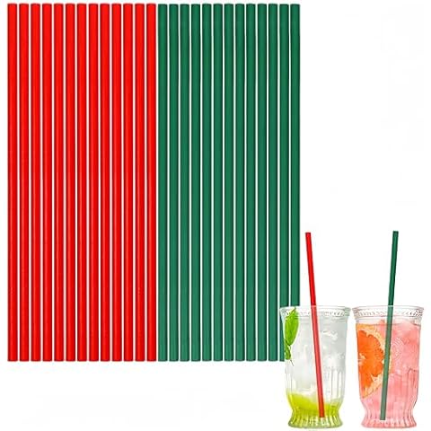 100pcs Red Green Christmas Paper Straws Cover