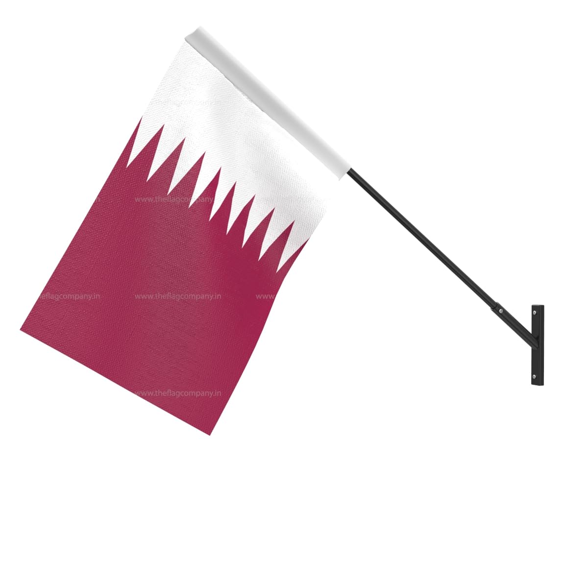 The Flag Company Qatar Wall Mounted Flag | 12x18 Inch Fabric National Flag with Metal Wall Bracket | Ideal for Office, Home & Indoor Décor-image-0