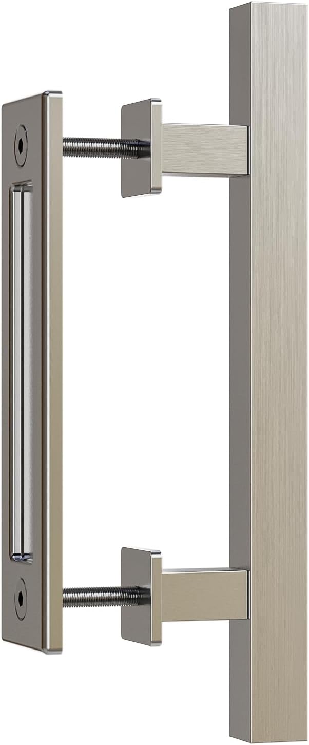 Barn Door Handles 12'' Stainless Steel Sliding Door Pull Flush Handle Double Sided Square Brushed Finish Heavy Duty