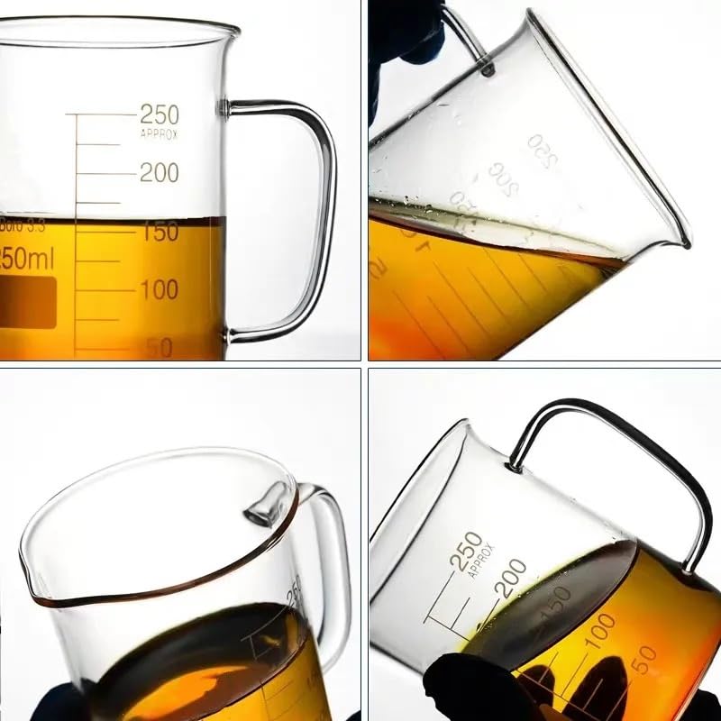 Zlewka laboratoryjna z dziobkiem, Zlewka ze szkła borokrzemianowego z rączką Miarka 50-800ml 2szt(100mlx2pcs)