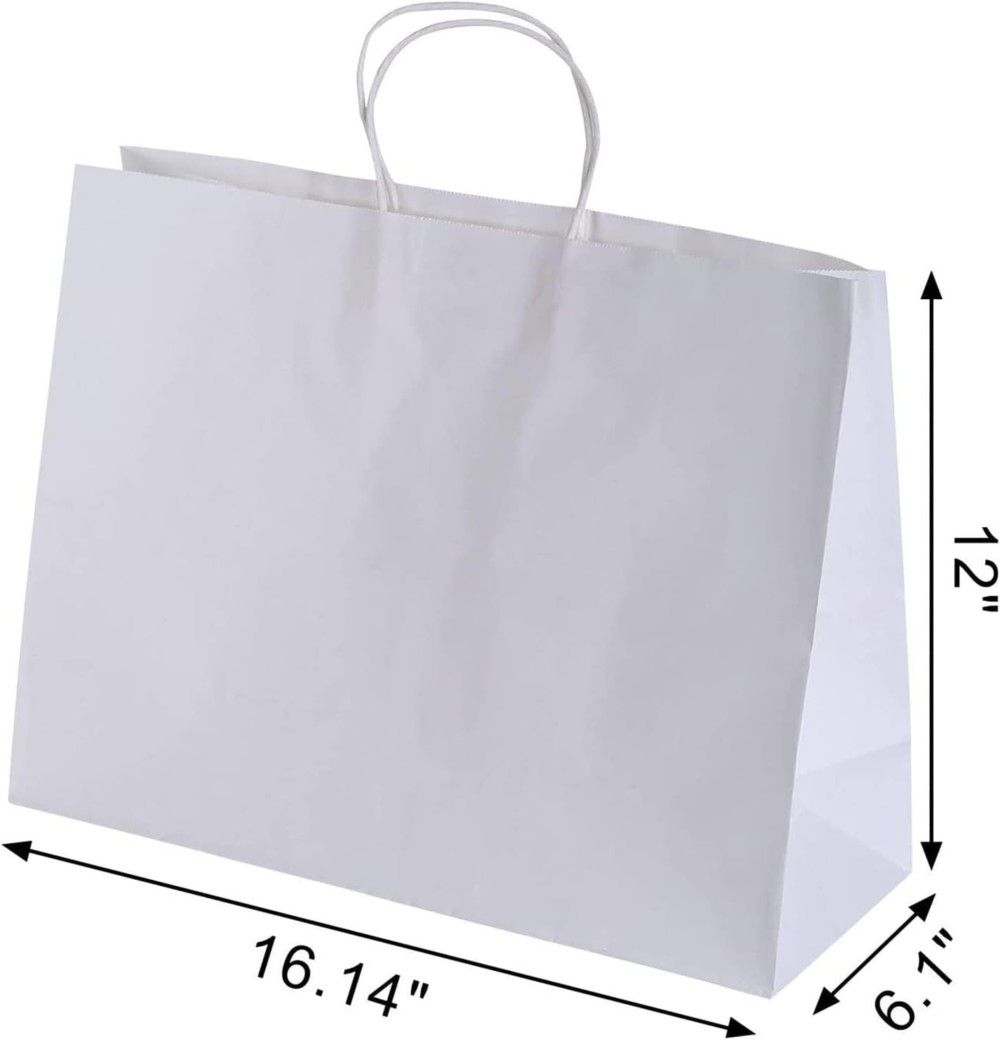 White Extra Large Paper Gift Bags with Handles Bulk (50 Pack, 16x6x12 Inch) - Big Blank Kraft Paper Bags for Wedding, Birthday, Corporate Gifts,Retail,Shopping
