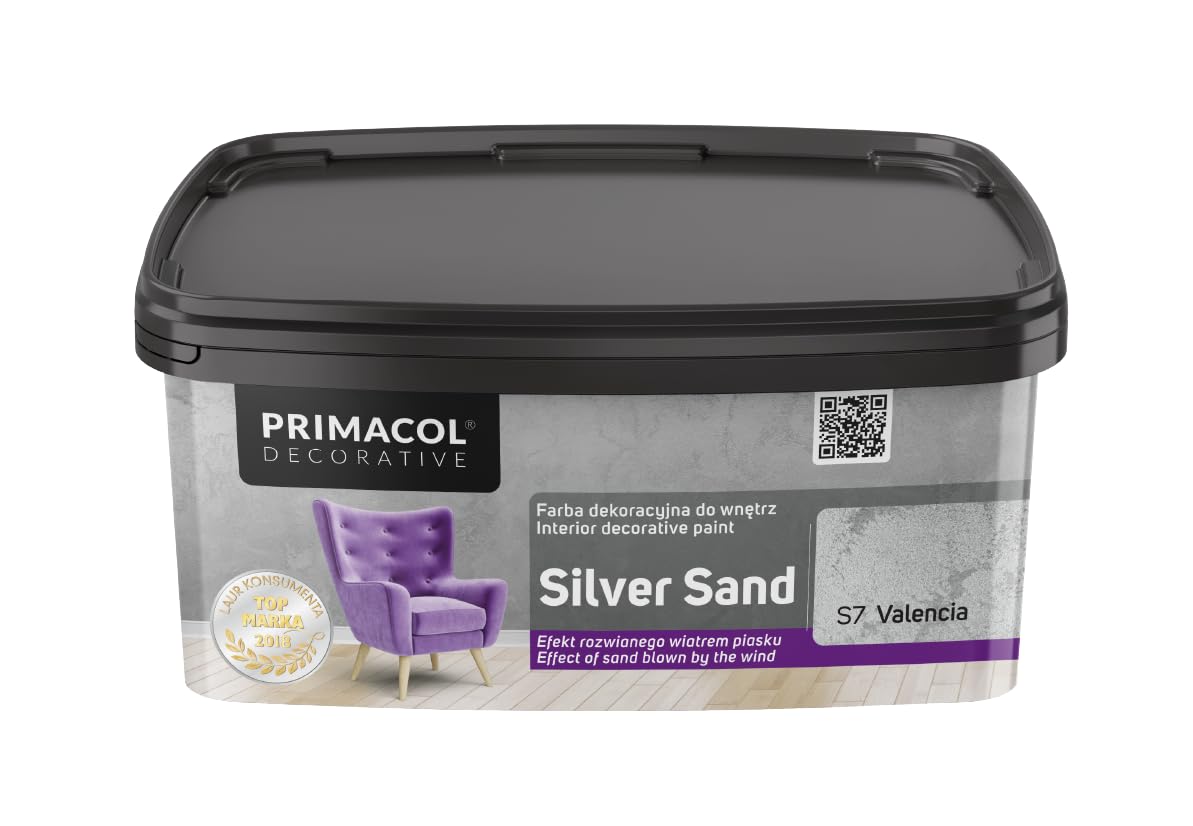 TRANS - PAL Primacol Silver Sand Textured Interior Feature Wall Paint, 1L, Decorative. Decobase of your Choice (S7 VALENCIA)