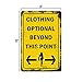 JP's Parcels Clothes Optional Sign- Clothing Optional Poster - Nudist Sign - Clothes Optional Beyond This Point -Metal Sign 12 X 8 in. Clothing Optional Beyond This Point
