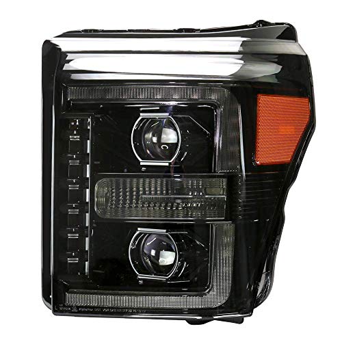 AlphaRex Polish Black housing Headlight Assembly For 2011-2016 Ford F-250/F-350/F-450/F-550 Super Duty Activation, Switchback Sequence signal LED Projector Headlights