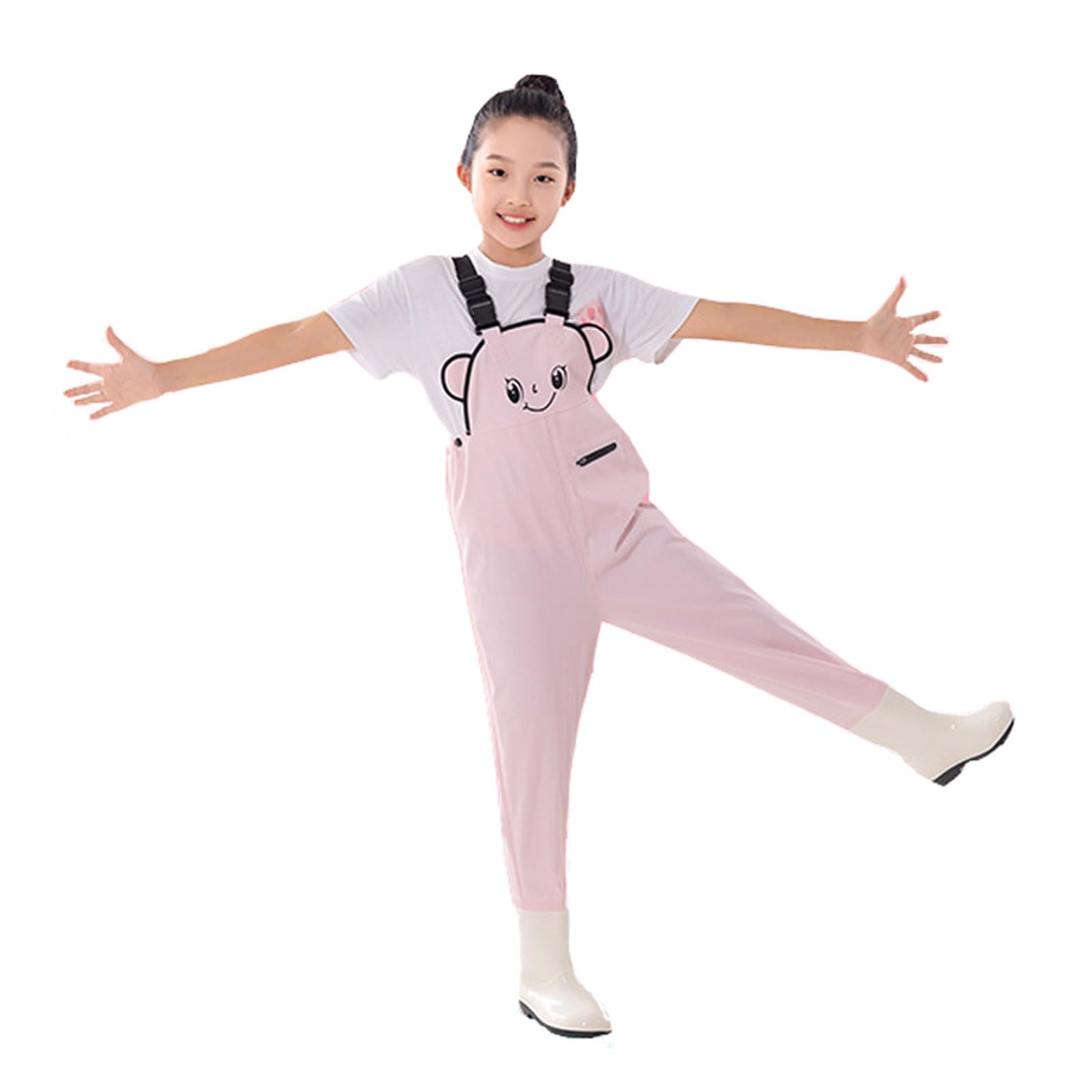 Waterproof Dungarees Rain Over Trousers Fishing Waders for Kids Boys Girls Chest Waders Youth Fishing Wader with Pocket for Toddler Children Water Proof Wader with Boots for Rainy Season