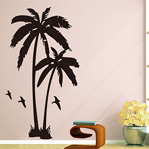 Vinilo Decorativo Silueta de Árboles de Coco en Negro