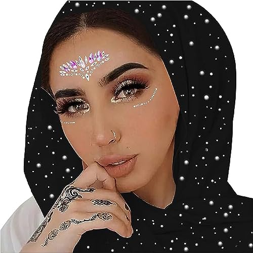 ANKOMINA Women Soft Chiffon Glitter Rhinestone Long Scarf Shawls Fashion Muslim Hijab Head Wrap Scarves
