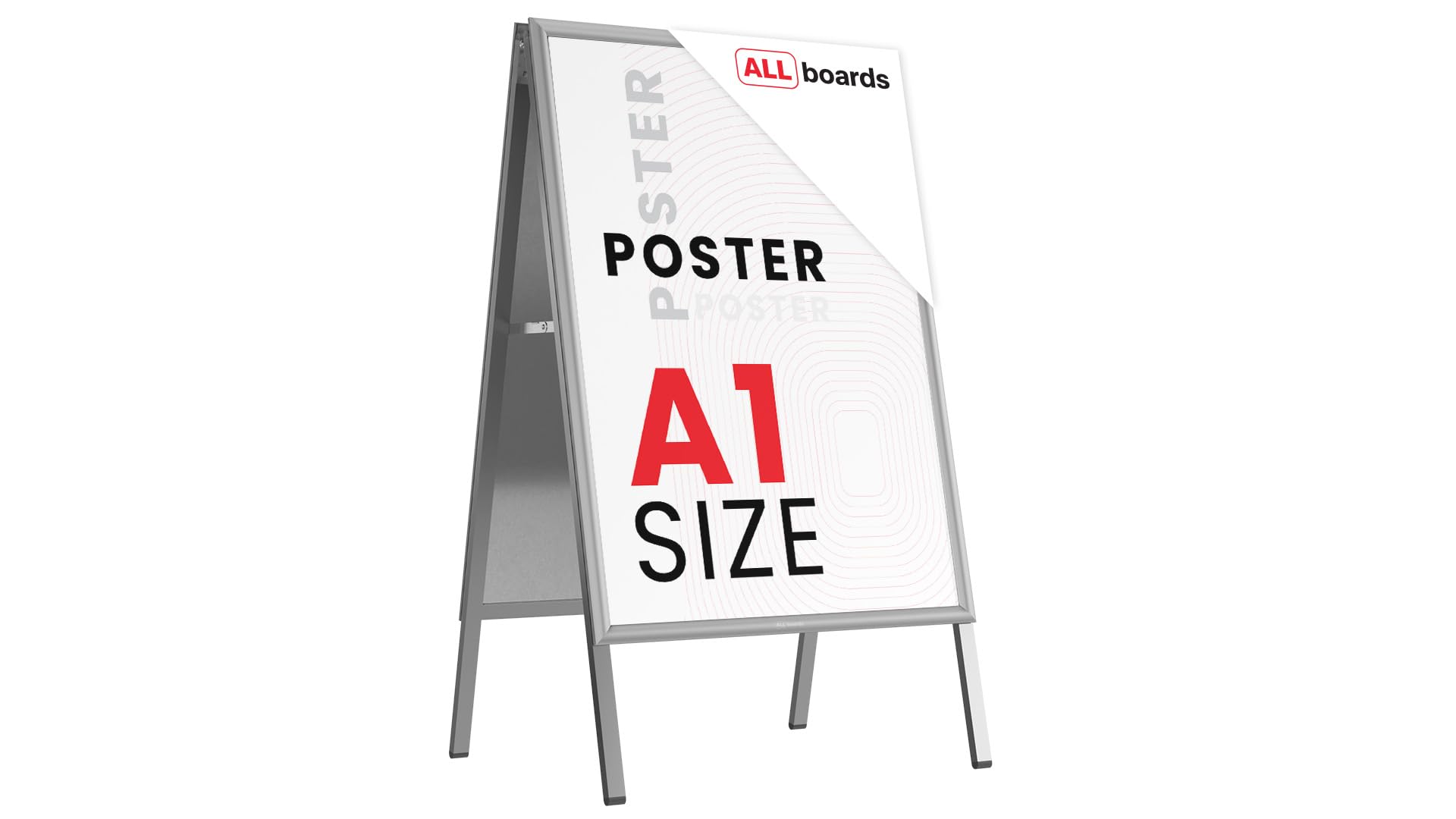 ALLboards Chevalet Porte-Affiche Double Face Cadre en Aluminium Gris – Format A1