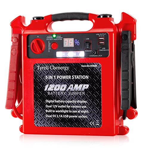 Hronta Car Battery Charger Jump Starter Portable, 1200Amps Jump Box For Car Battery, Power Station 12V Dc Outlet Usb Port #TOP2