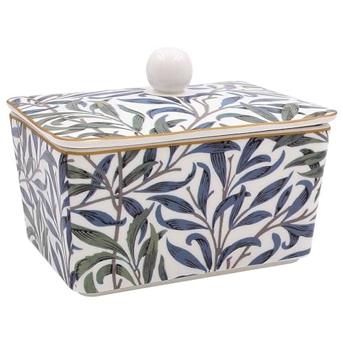 Lesser & Pavey British Designed Ceramic Butter Dish with Lid | Large Butter Dish for All Types of Kitchens | Butter Dishes for All Sizes of Butter - William Morris, Willow Bough