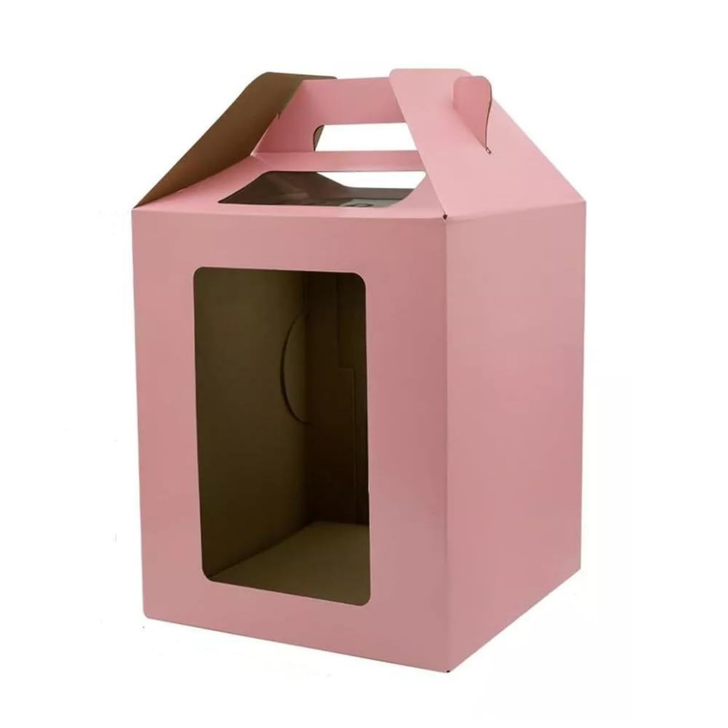 Easnea Tall Cake Boxes for Tier Cakes with Windows, Large Tiered Cake Boxes Tier Cake Carrier Cake Containers Cake Transport Box Cake Storage Boxes for Wedding, Birthday, Party (Pink, 30cmx30cmx35cm)