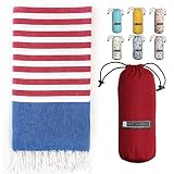 BAY LAUREL Turkish Beach Towel with Travel Bag 39 x 71 Quick Dry Sand Free Lightweight Large Oversiz