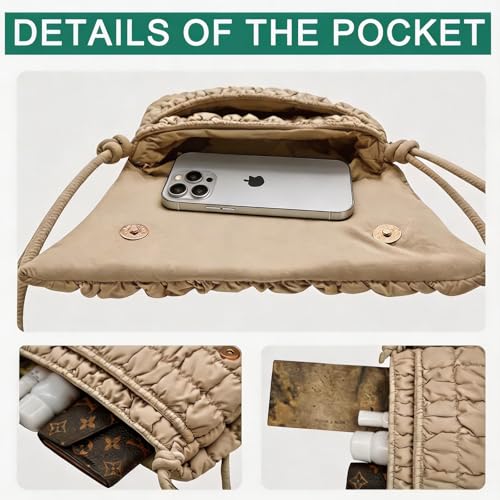 Image of NAARIAN Shoulder Bag for Women, Small Puffer Crescent Hobo Bag, Trendy Waterproof Clutch with Magnetic Closure | Trendy