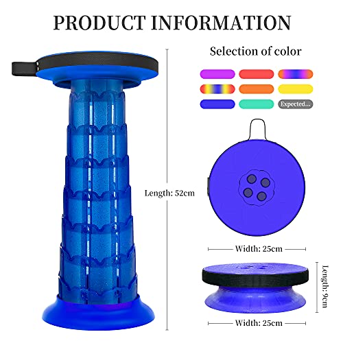 Telescoping Stool With Cushion,Portable Camping Stool More Sturdy Capacity 440Ib,Collapsible Retractable Stool Adjustable Folding Stool For Garden Hiking Mountain Bbq With Carry Bag,Carabiner #TOP1