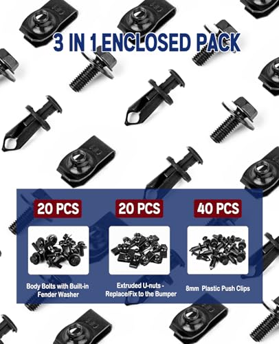 Image of 80PCS Universal Engine Splash Shield Guard Screws & Bumper Clips Fasteners